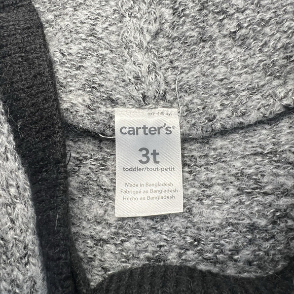Carter's Girl Hooded Pullover Poncho Knit Black Gray Toddler Size 3T Sweater Top - Picture 11 of 12